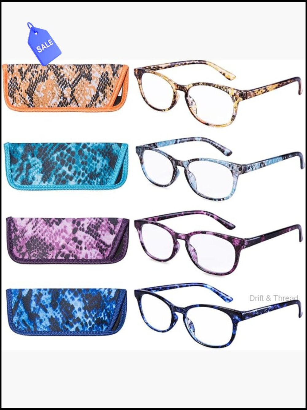 4 Pack Reading Glasses For Women +2.5 Strength Readers With Case